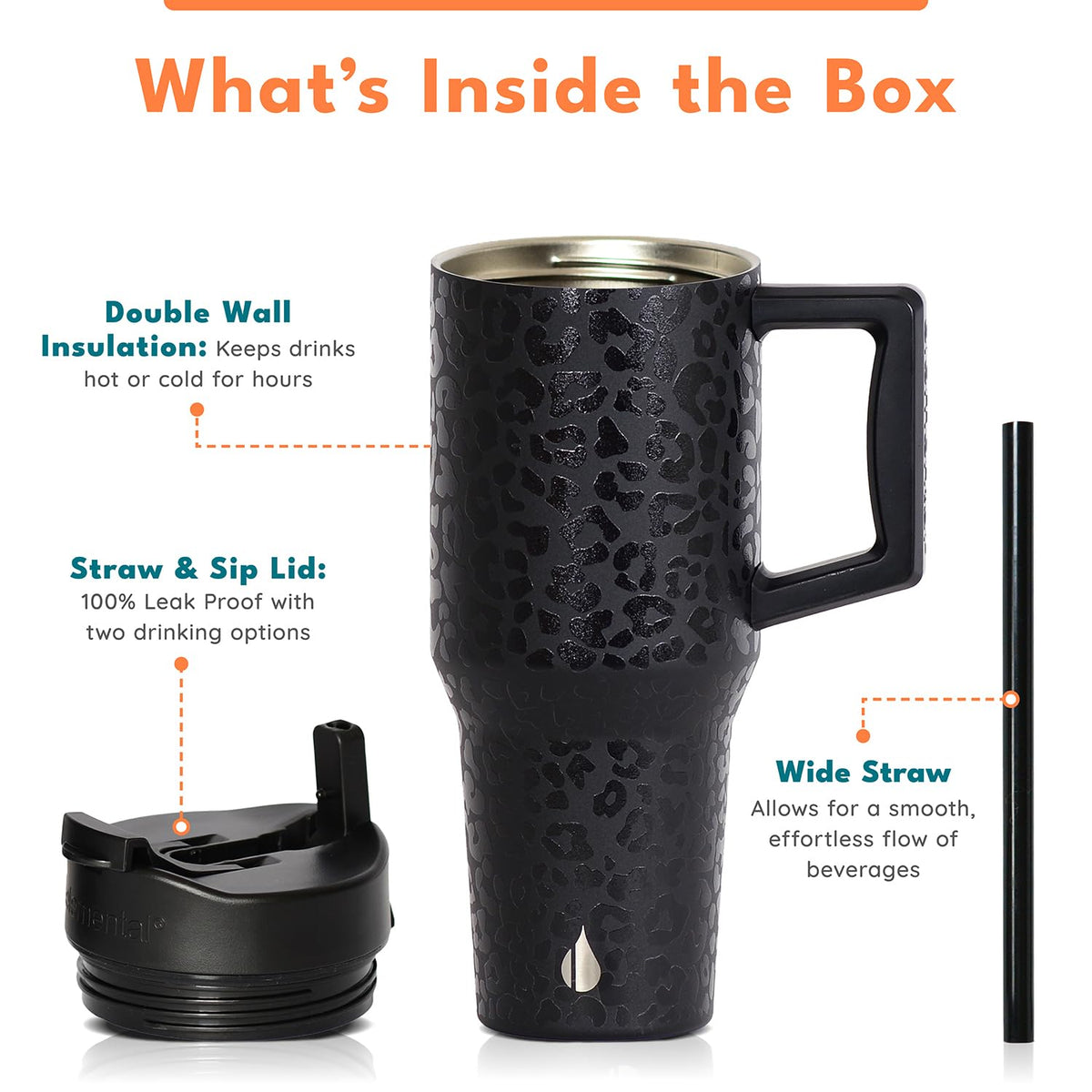 100% Leak Proof 32oz Tumbler with Handle & Straw Travel Mug
