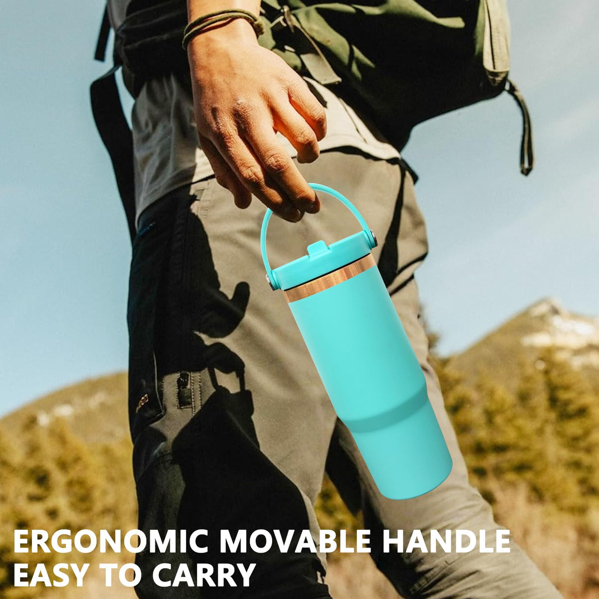 30 oz Tumbler Bulk with Top Handle and Flip Straw MintGreen