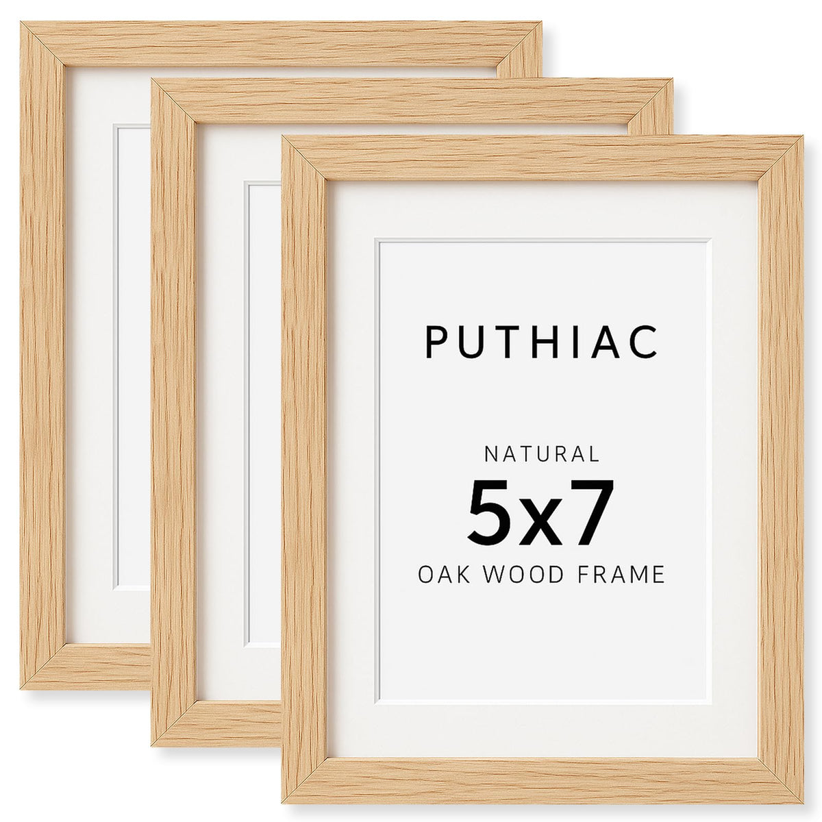 5x7 Solid Oak Wood Picture Frames (3 Count)
