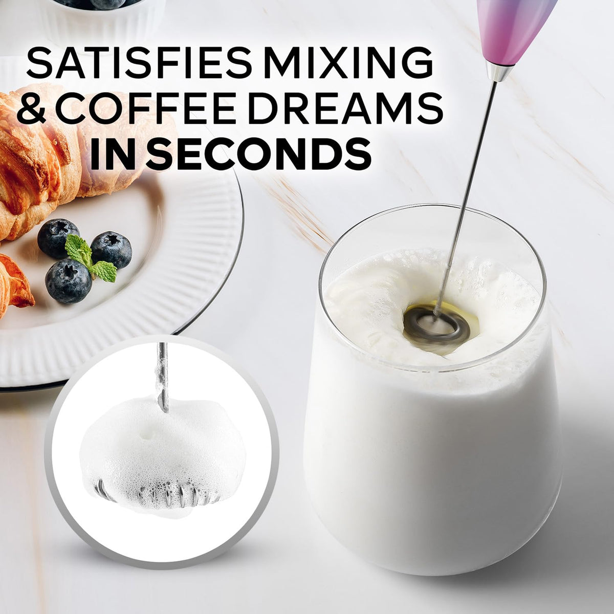 Powerful Milk Frother Wand With Duracell Batteries