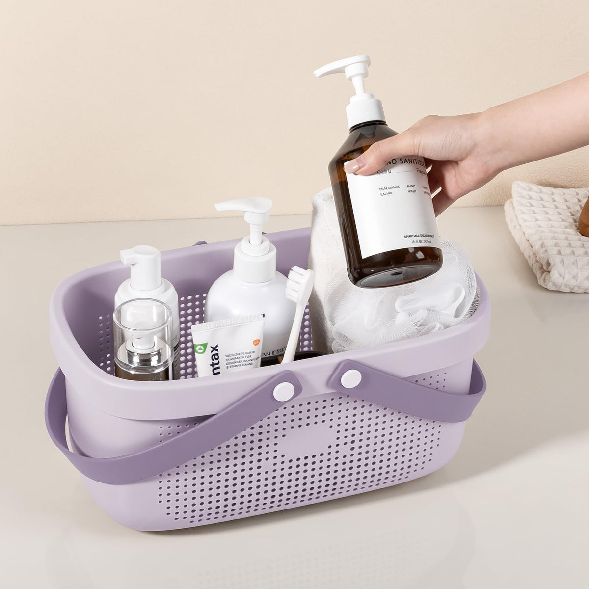 Portable Shower Caddy Basket with Handles Plastic Storage Basket ‌Purple
