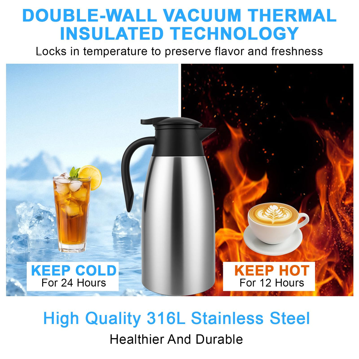 8 PCS 68 Oz Thermal Coffee Carafe with 8 PCS Brushes (8 Count)