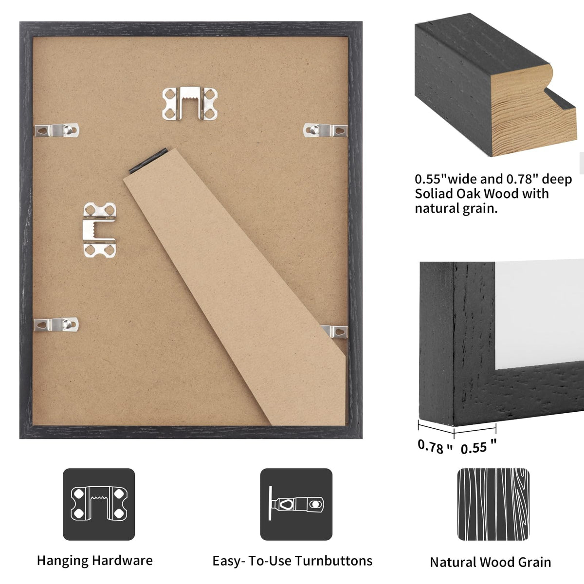 4x6 Solid Oak Wood Picture Frame
