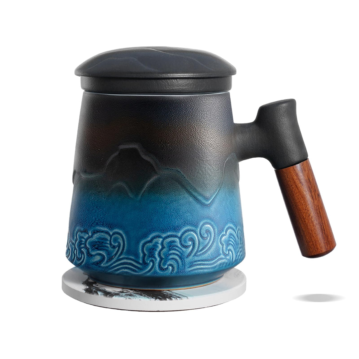 Tea Cup with Infuser and Lid & Coaster for Tea Steeper
