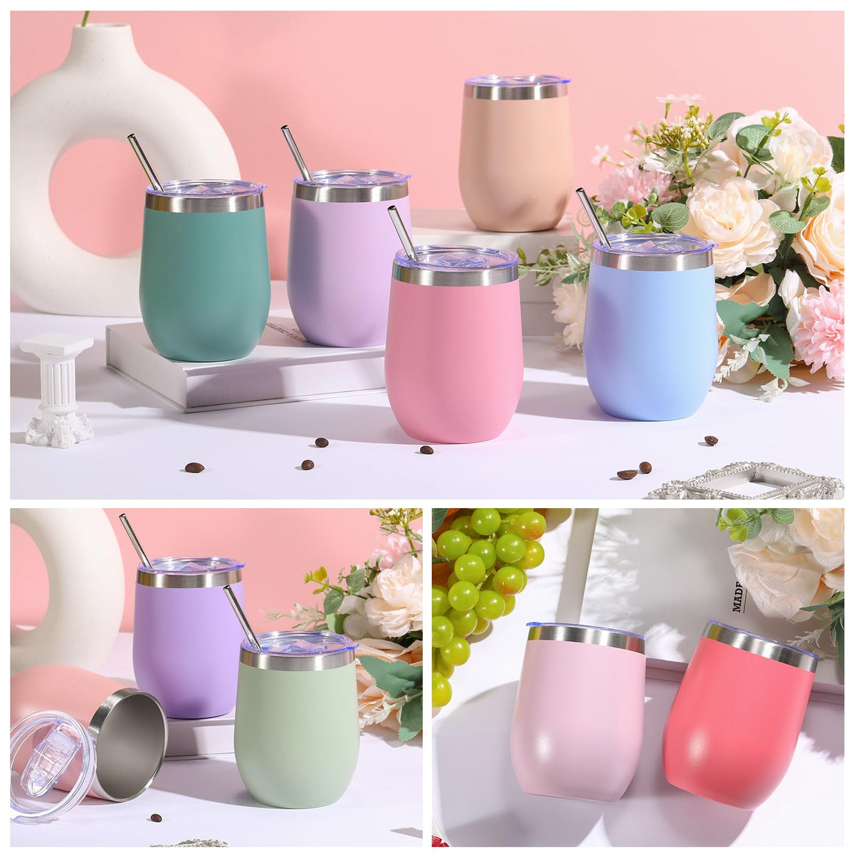 40 Pack Insulated Wine Tumblers Bulk 12oz (40 Count)