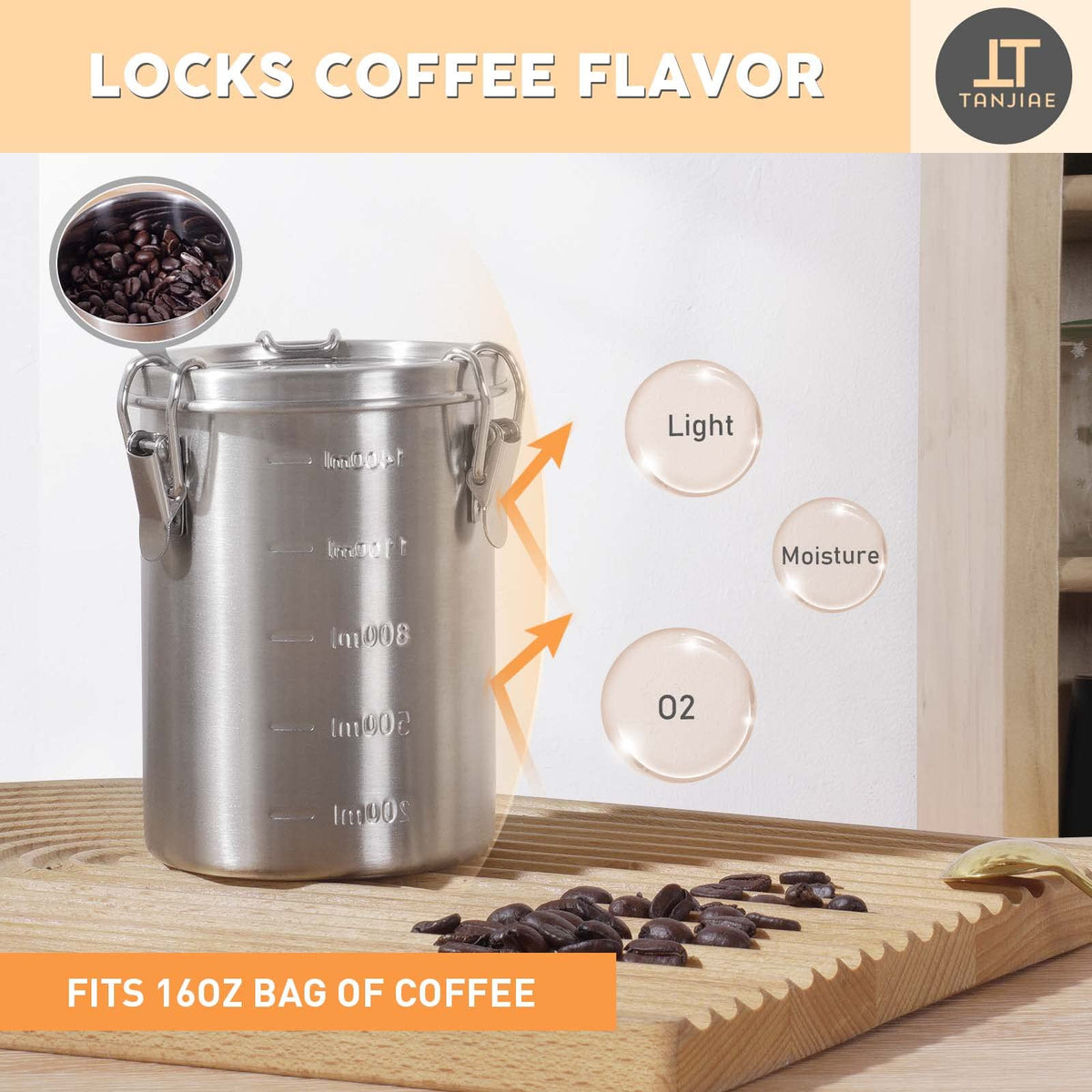 Stainless Steel Coffee Canister (12.3459 Ounce)