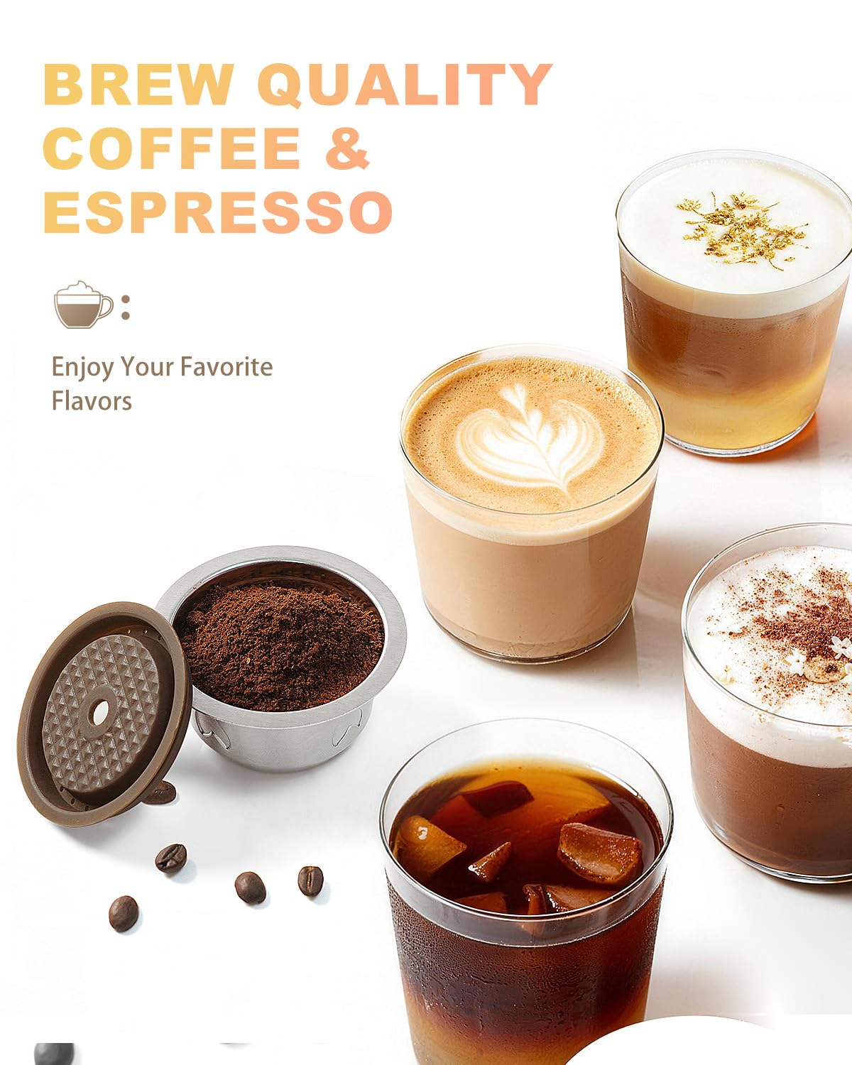 7.7oz（230ml）Mug size Refillable Coffee Capsule Compatible with Nespresso Vertuo Machines