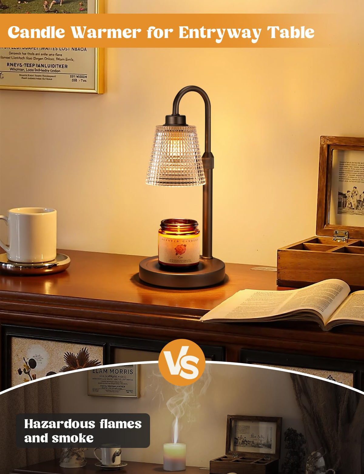 Brown Candle Warmer Lamp with Timer
