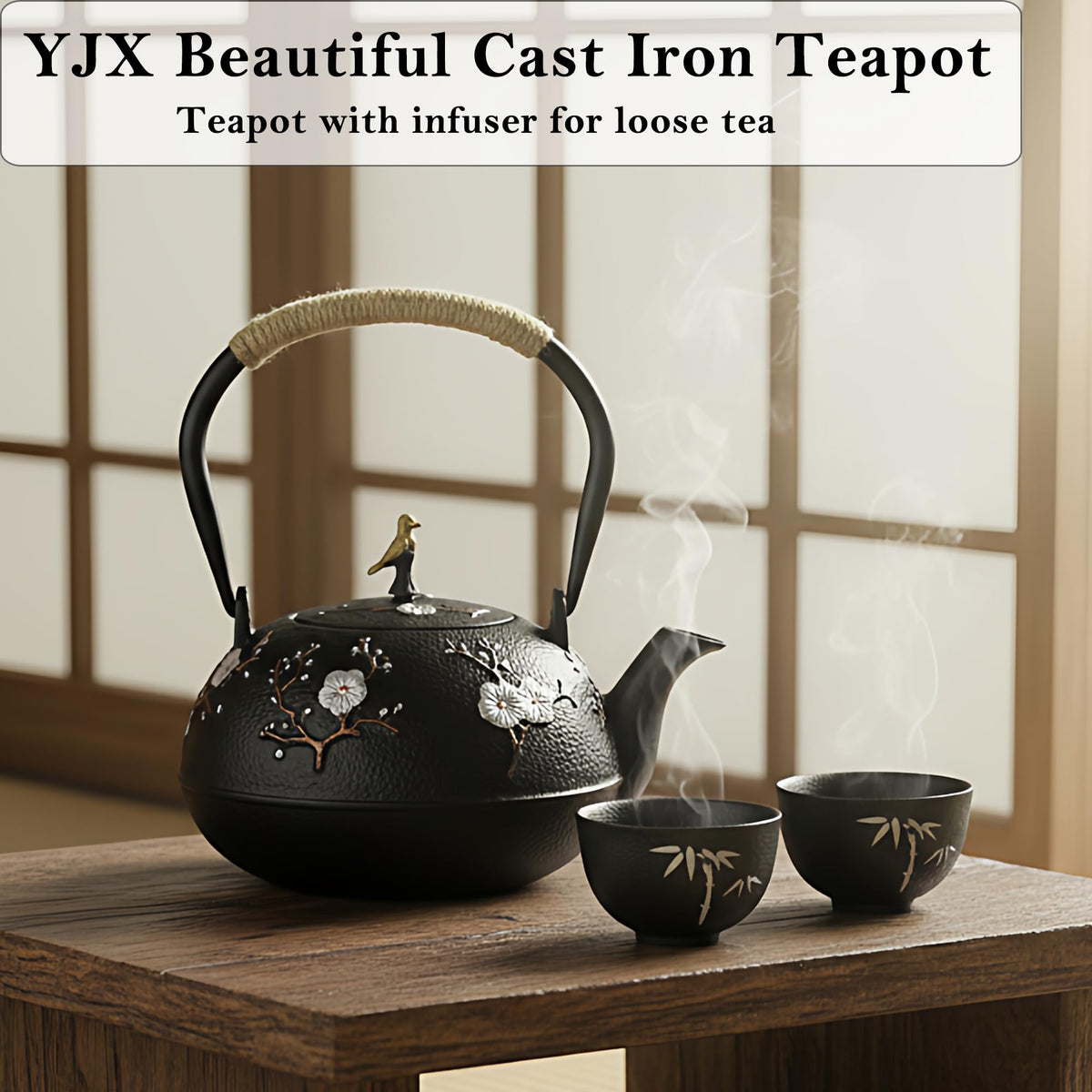 40.6oz Cast Iron Teapot for Stovetop