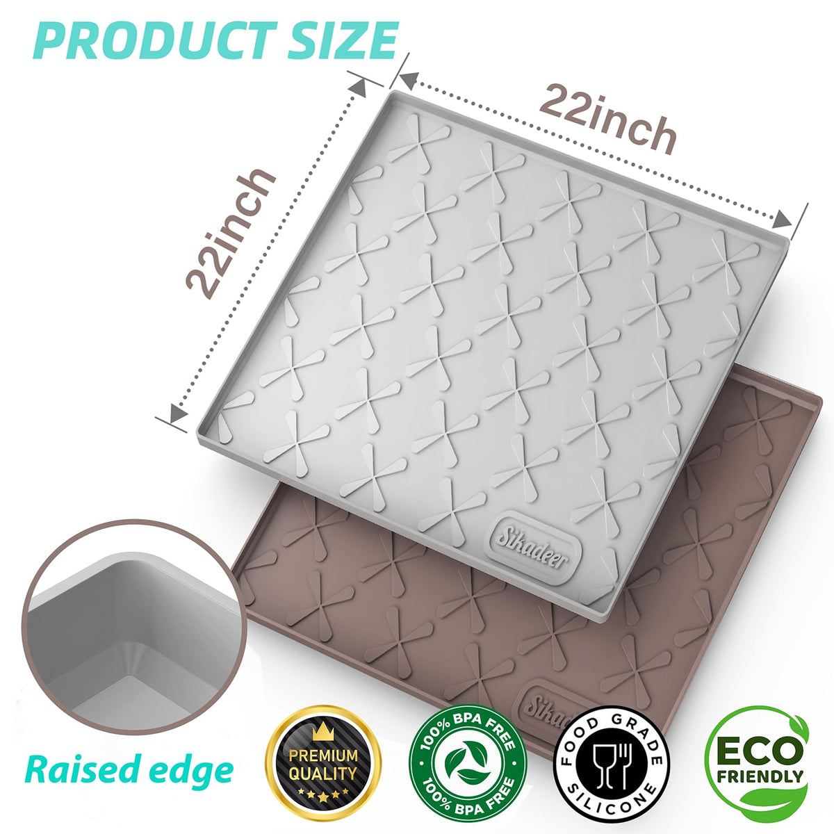 Waterproof Under Sink Mat 22" x 22" Silicone Mat Cabinet Protector