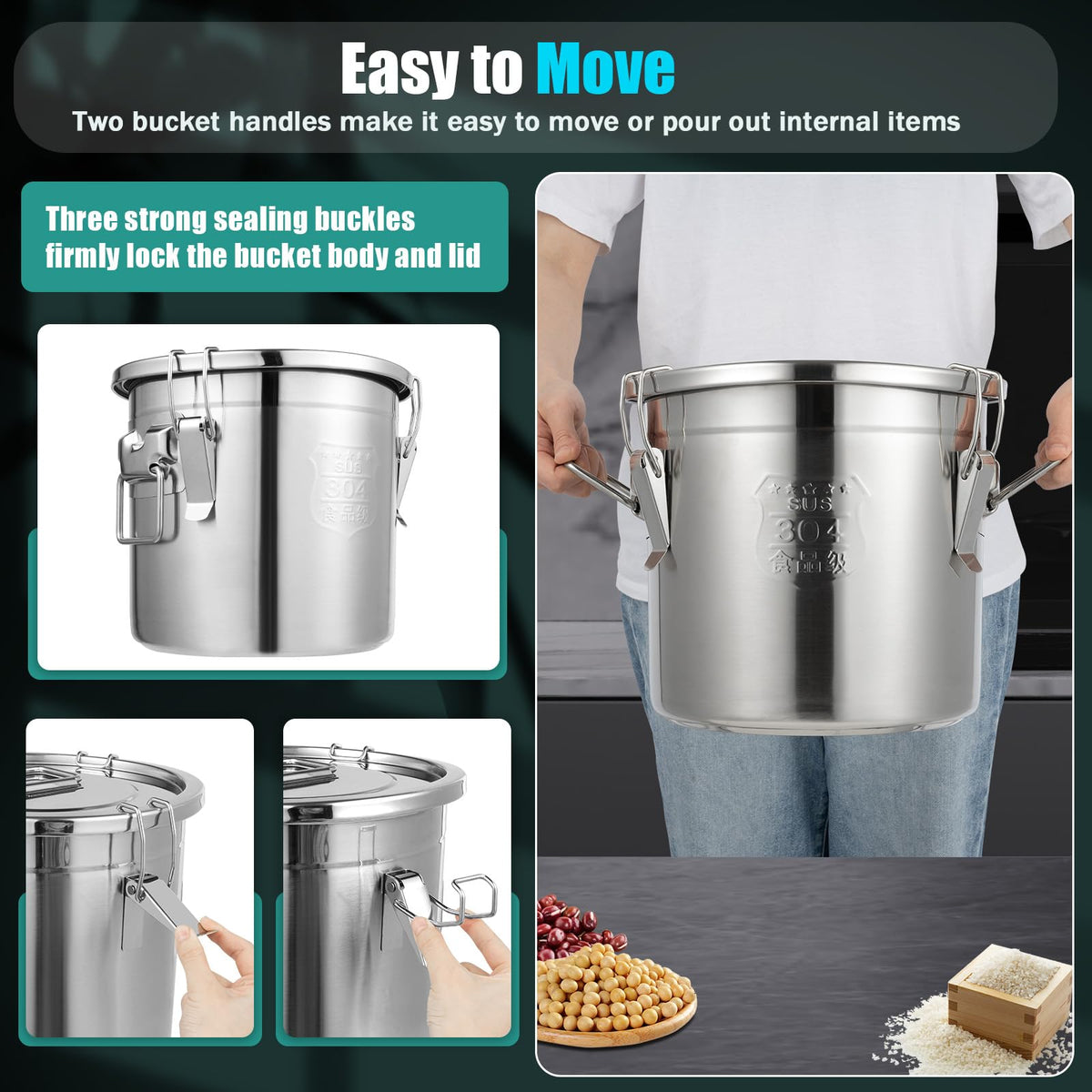 304 Stainless Steel Airtight Canister for Kitchen