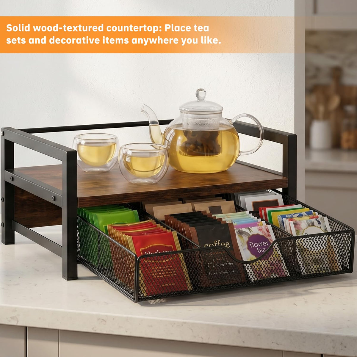 Tea Bag Organizer with 6 Compartments