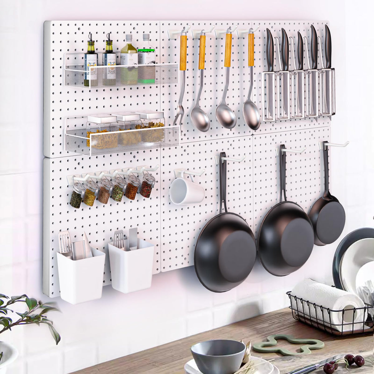 Modular Plastic Peg Board Wall Organizer Kit (4 Count)