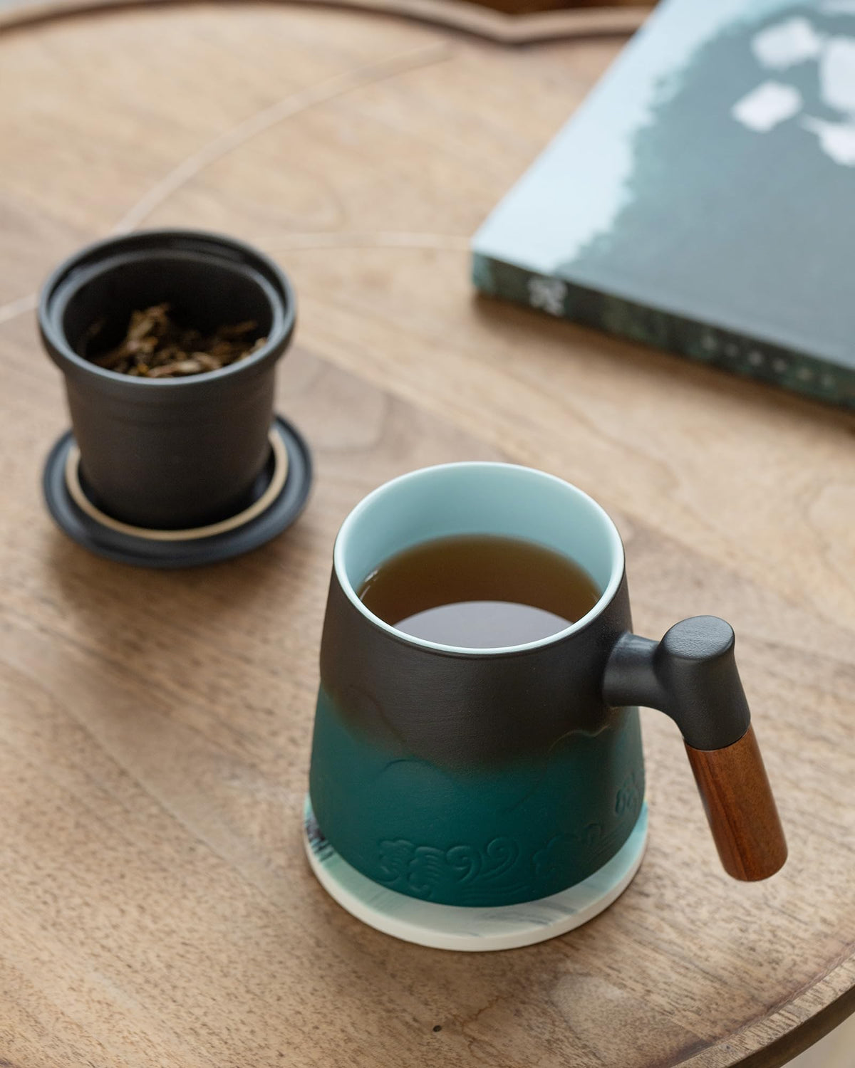 Tea Mug with Infuser and Lid & Coaster for Tea Steeper