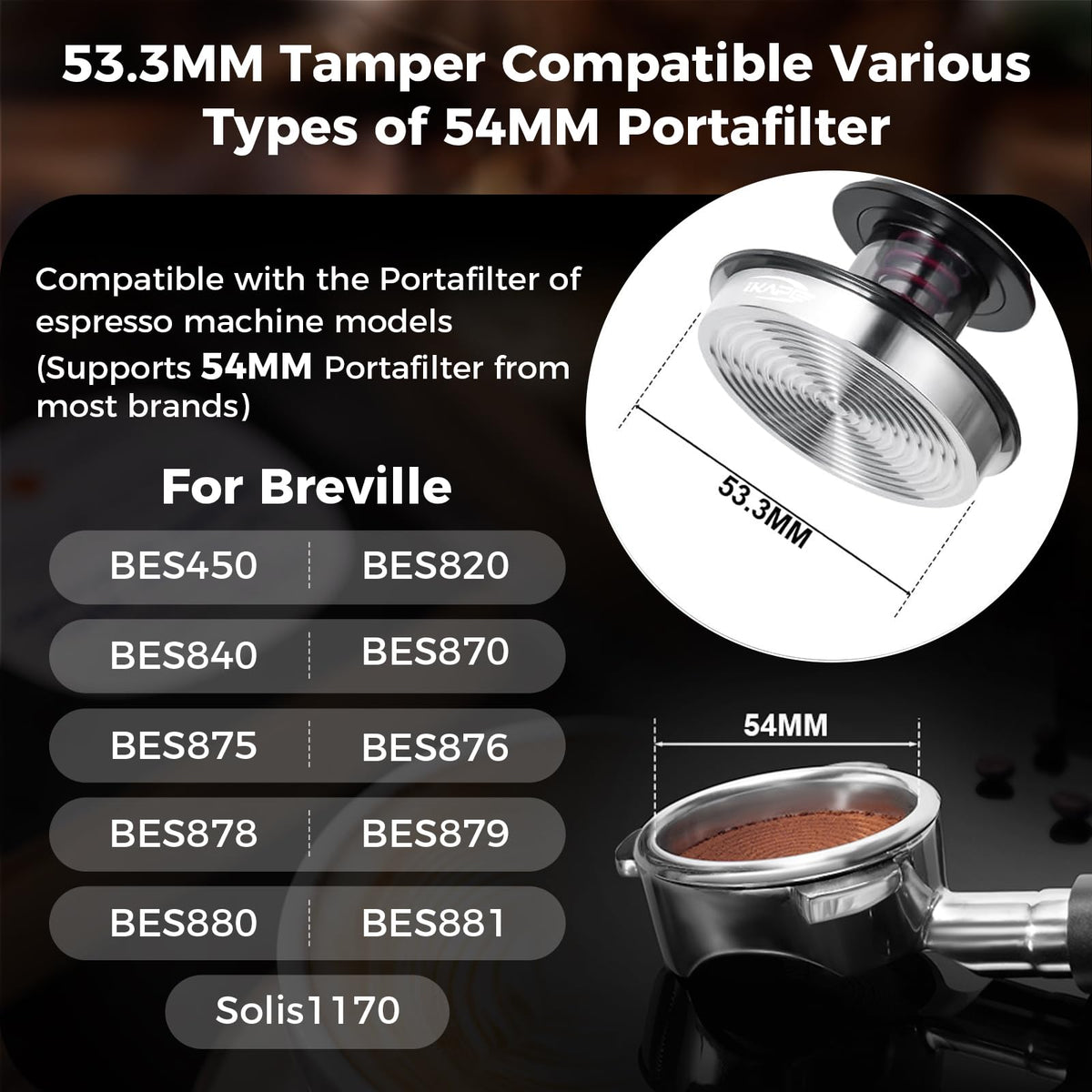 58.35mm Semi Transparent Espresso Coffee Tamper