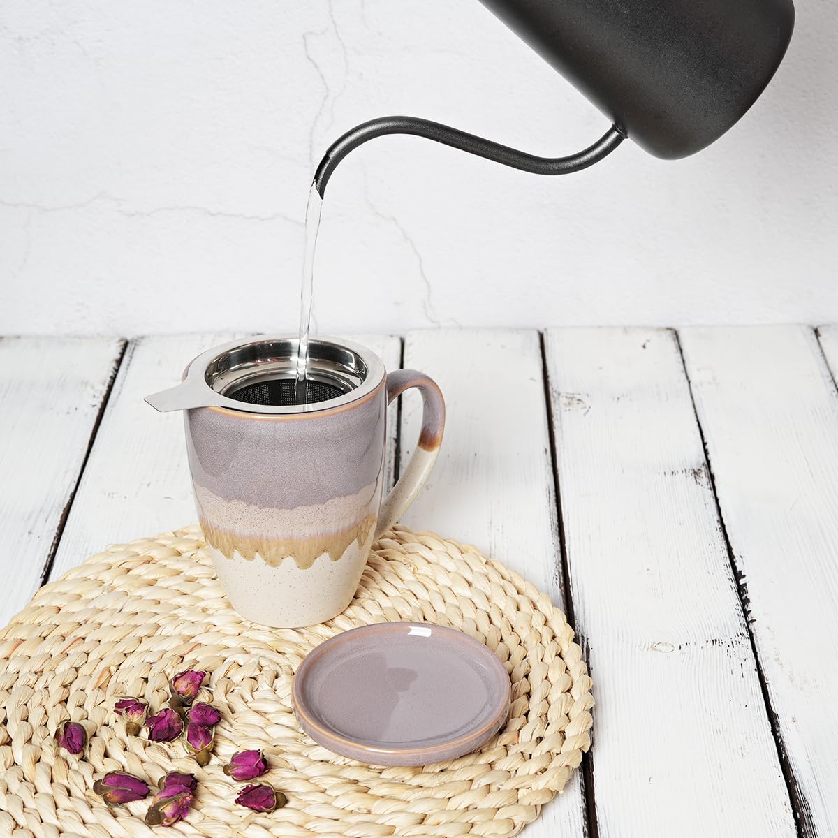 Ceramic Tea Cup with Infuser and Lid