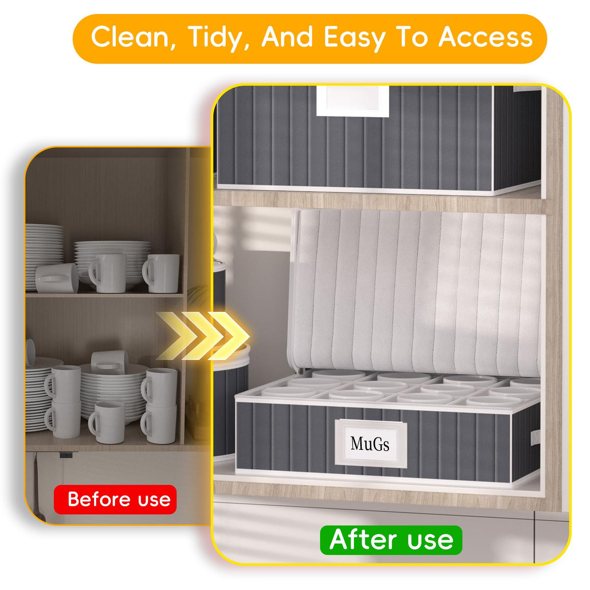 Mug and Cup Storage Box with Dividers