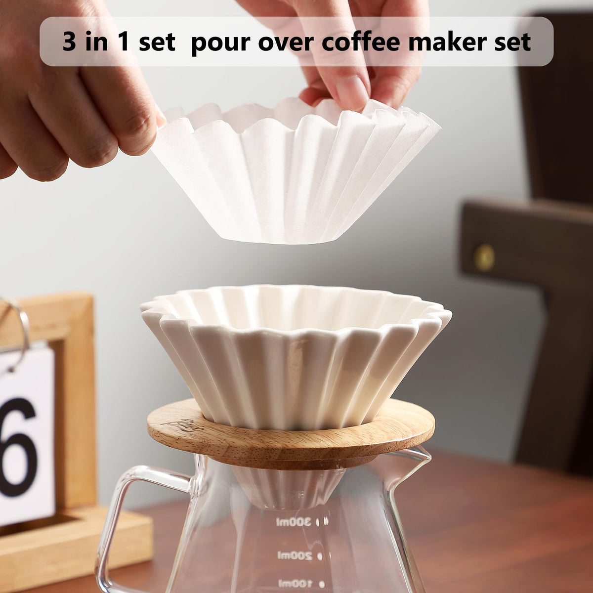 400ML Pour Over Coffee Maker Set with Filter Paper
