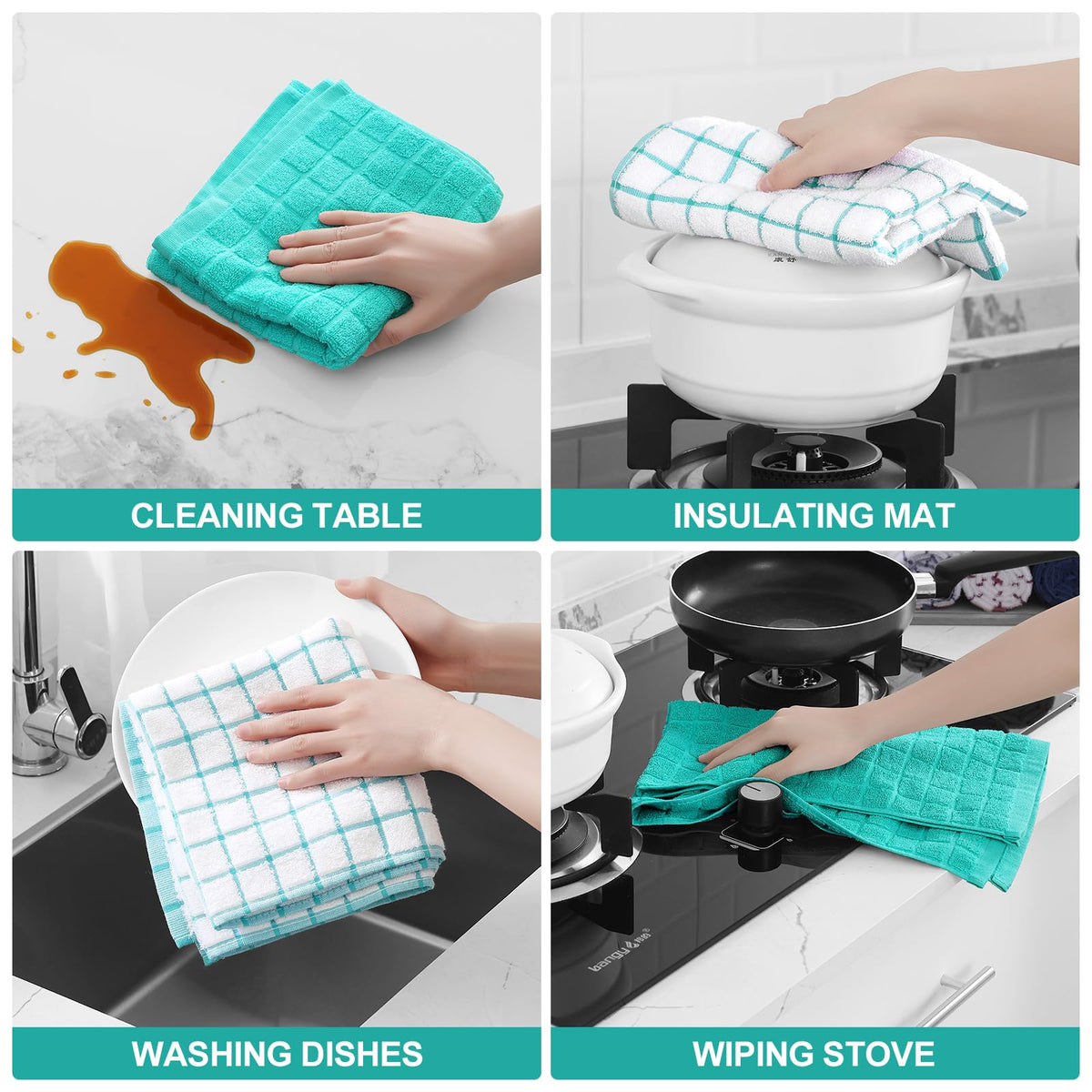 Large Premium Cotton Kitchen Towels 16"x 28" (6 Count)