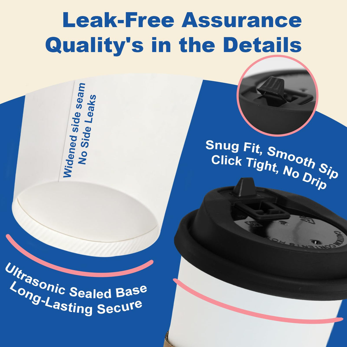 20 oz 500 Pack Coffee Cups with Lids and Sleeves (500 Count)