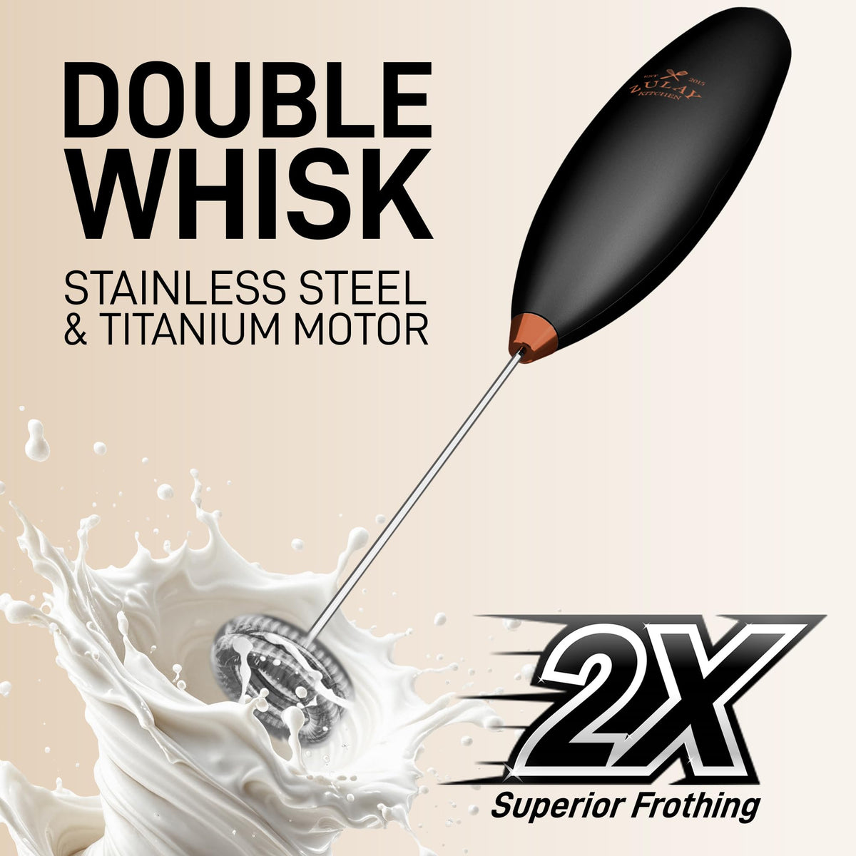 Powerful Milk Frother Wand With Duracell Batteries