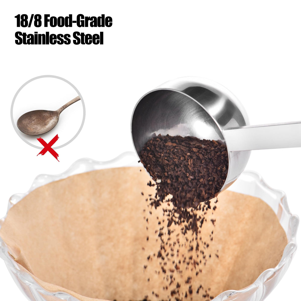 Metal 6.9in Long Handle Coffee Scoop for Ground Coffee