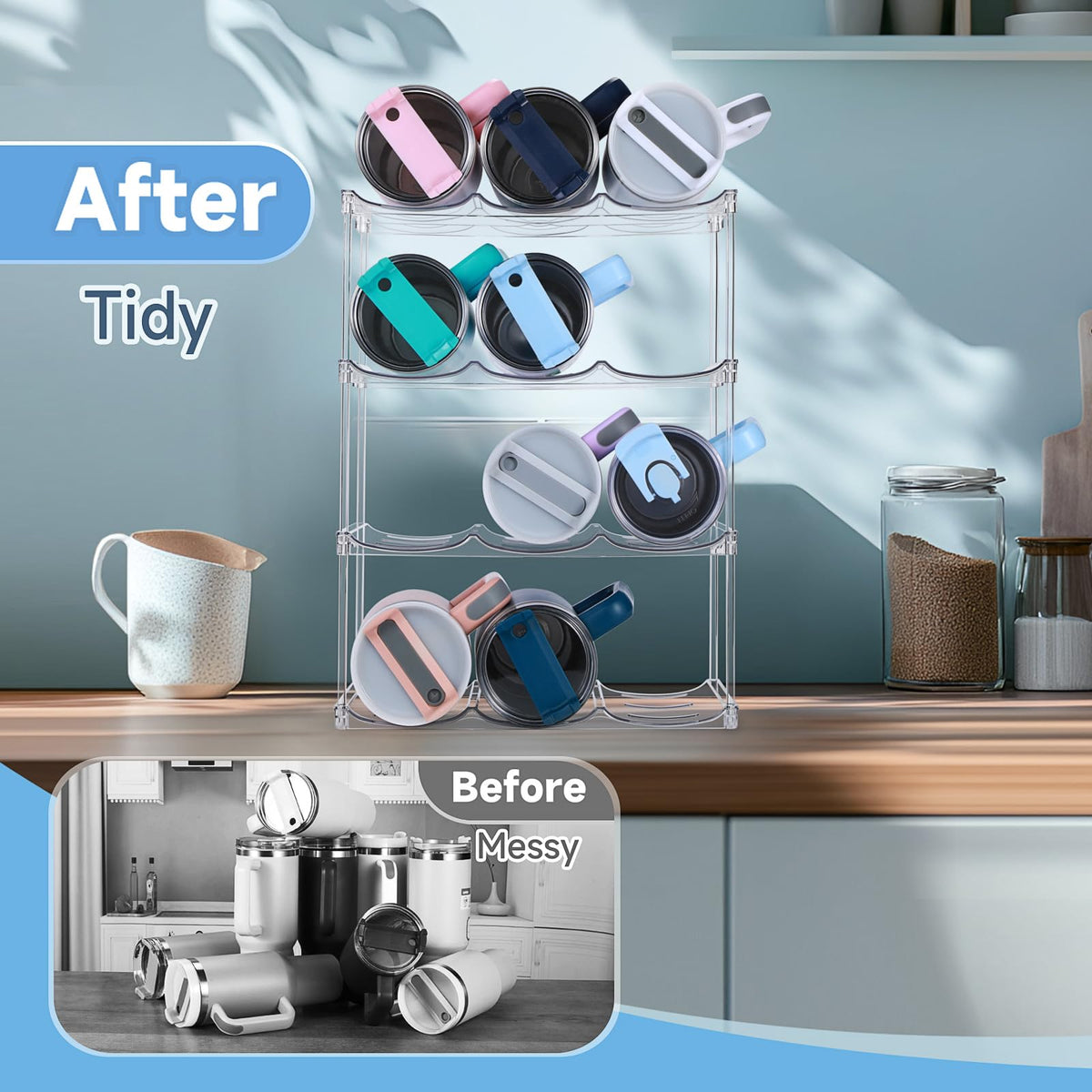 Stackable Water Bottle Organizer for Stanley 40 oz Tumbler (4 Count)