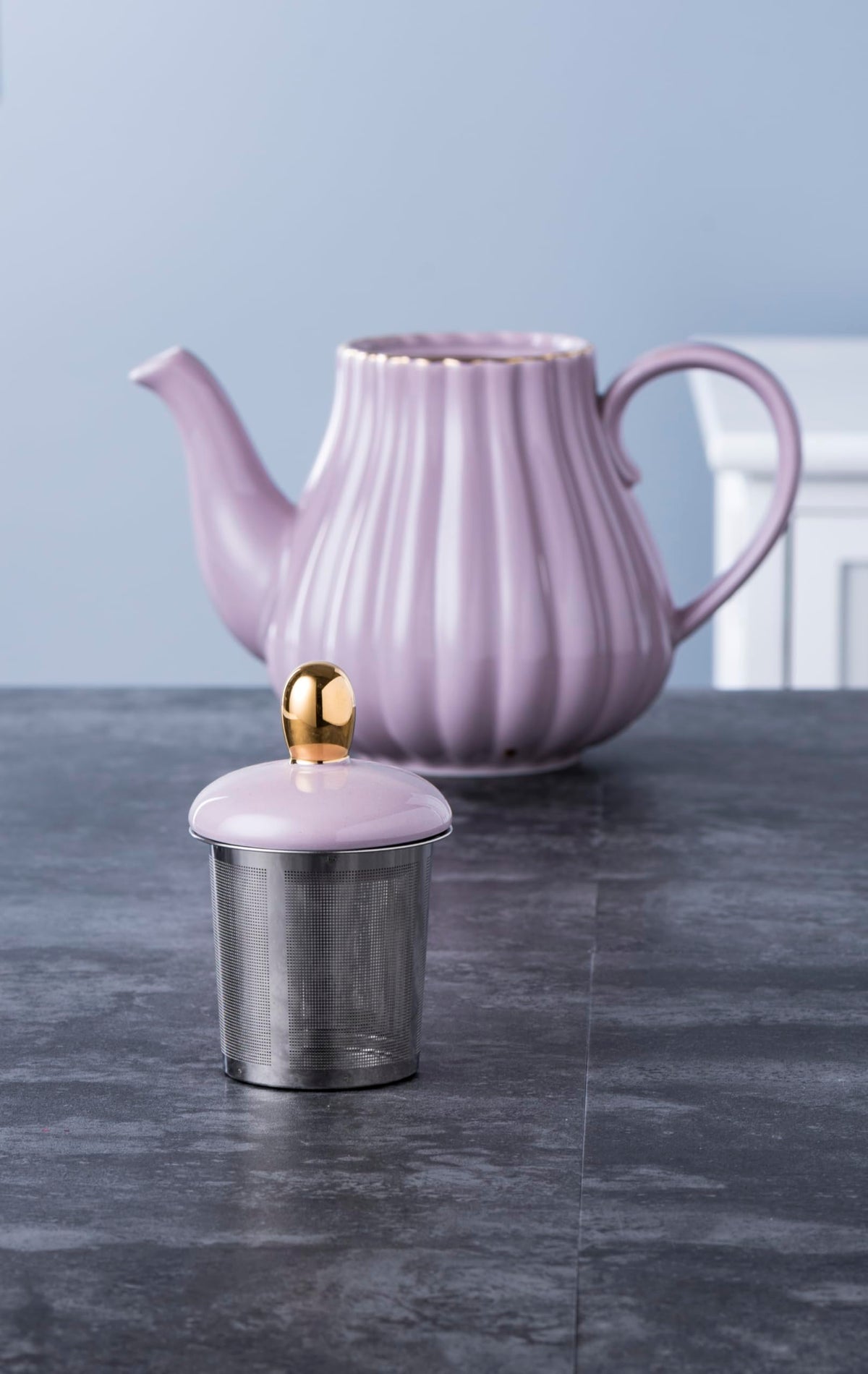 Purple Porcelain Teapot with Removable Stainless Steel Infuser