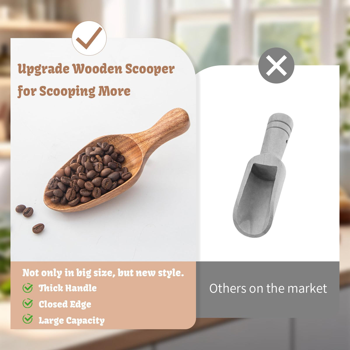 Wooden Coffee Scoop for Jars Canisters (4 Count)