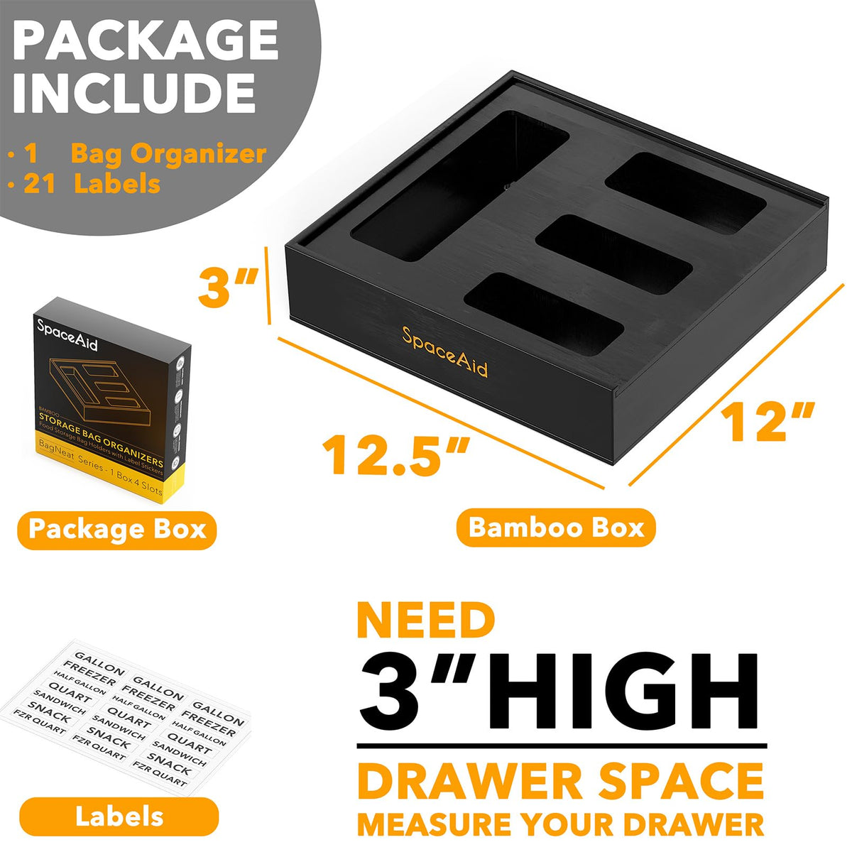 Bag Storage Organizer for Kitchen Drawer