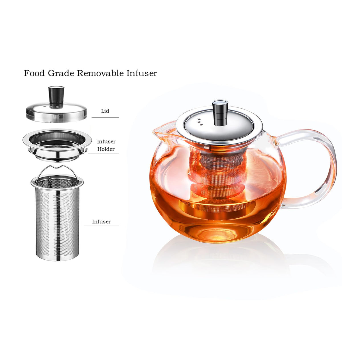 Glass Teapot with Removable Infuser 950ml