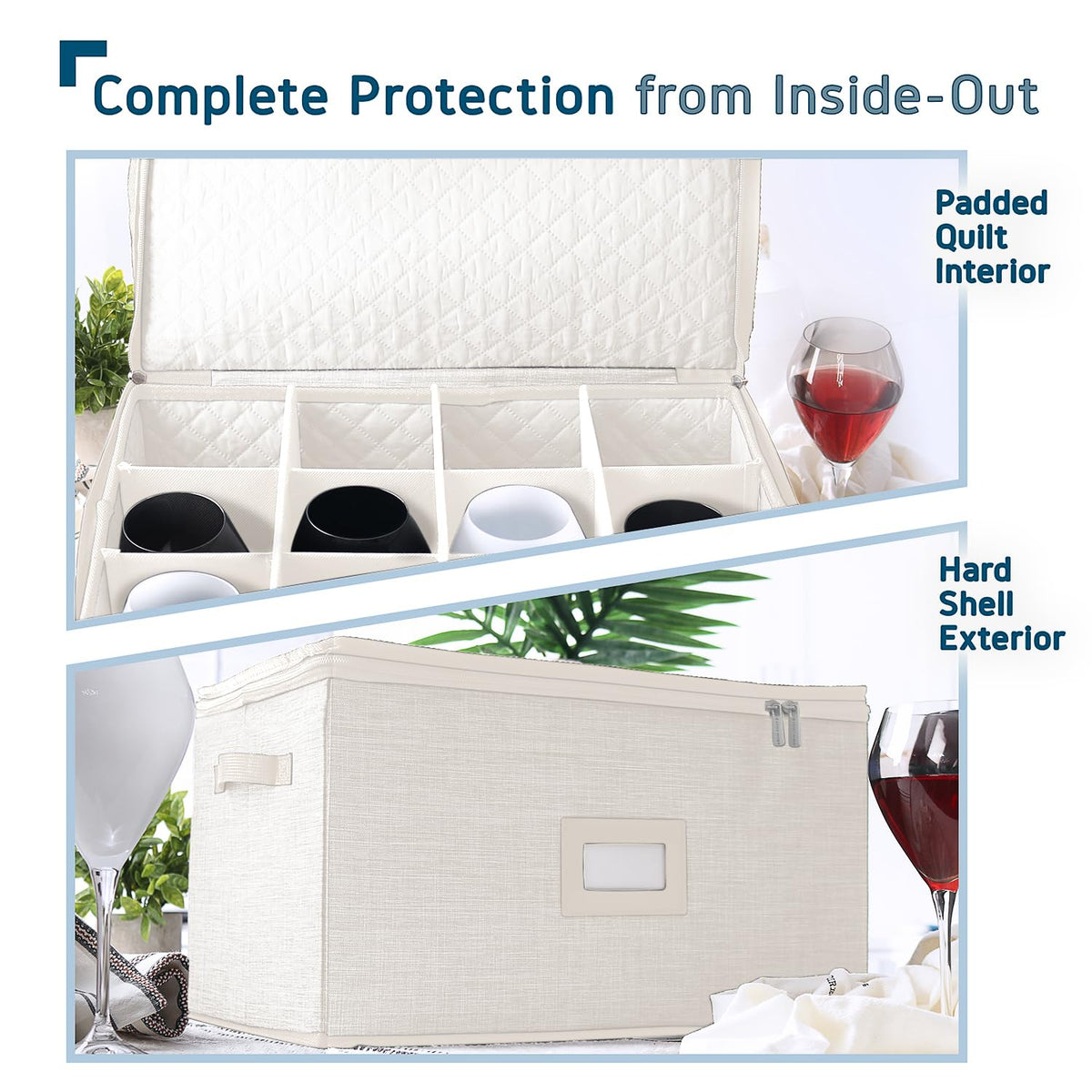 Wine Glass Storage Box with Dividers