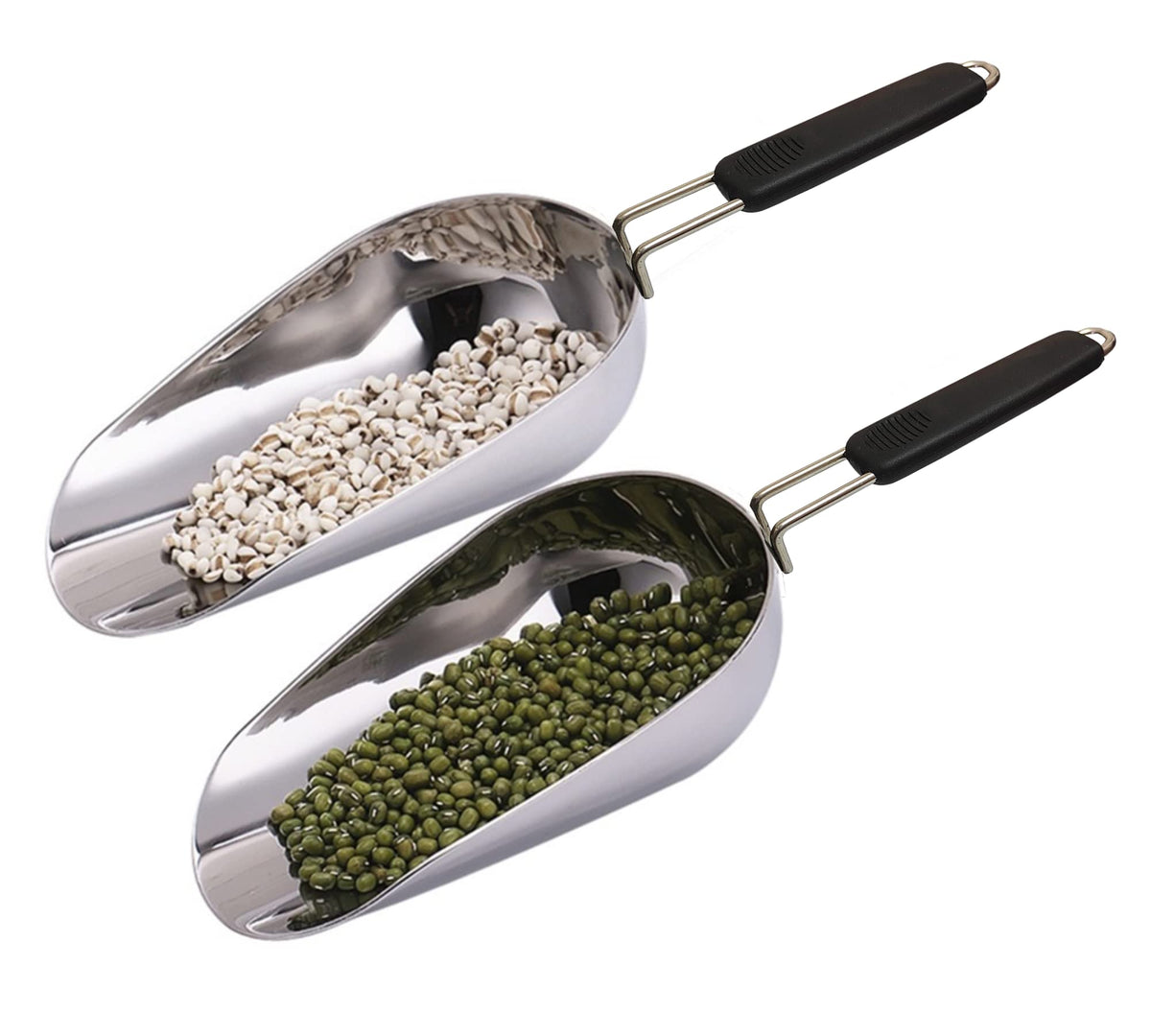 Stainless Steel 6 Ounce Ice Scoop With Good Grip Handle
