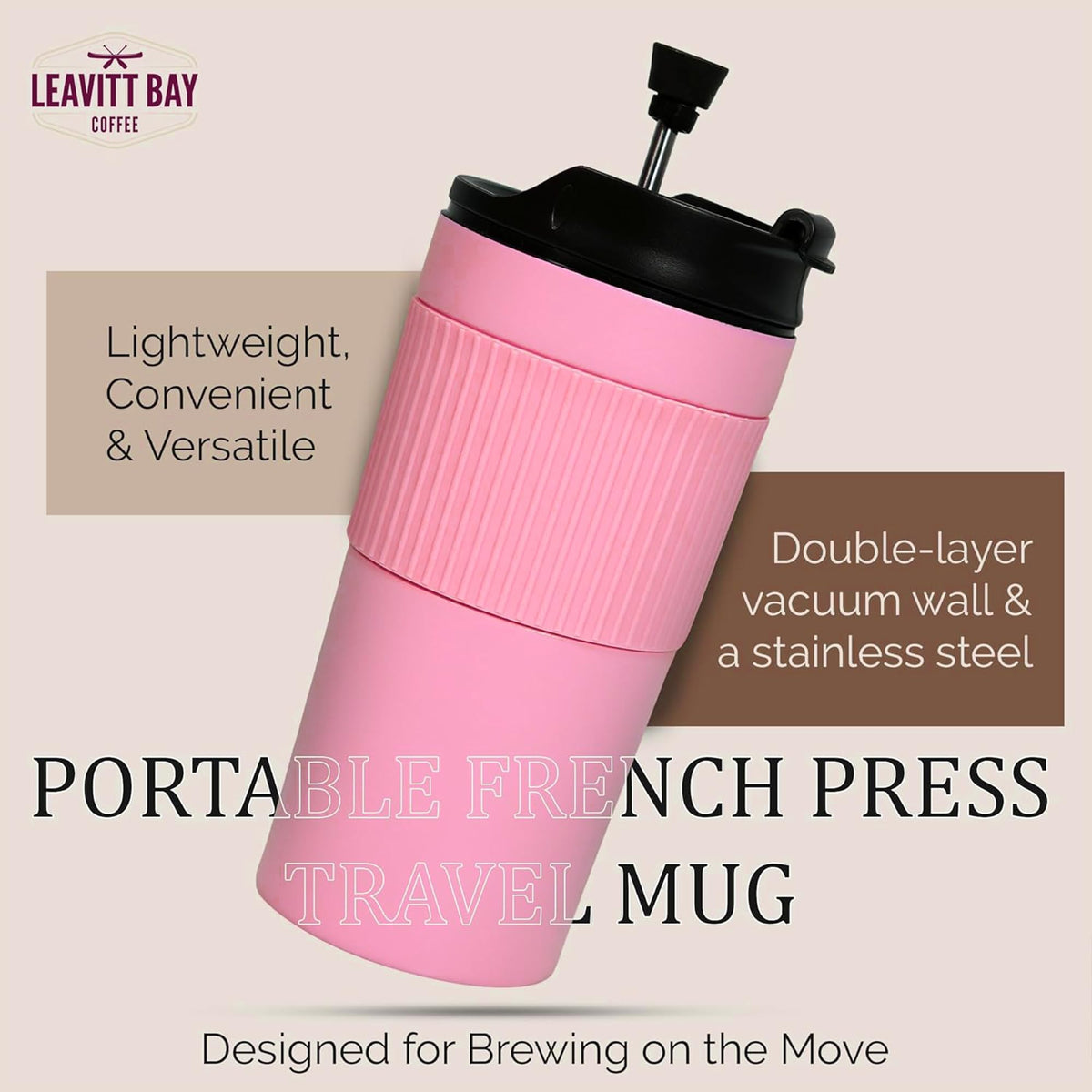 Pink Portable French Press Travel Mug & Coffee Maker