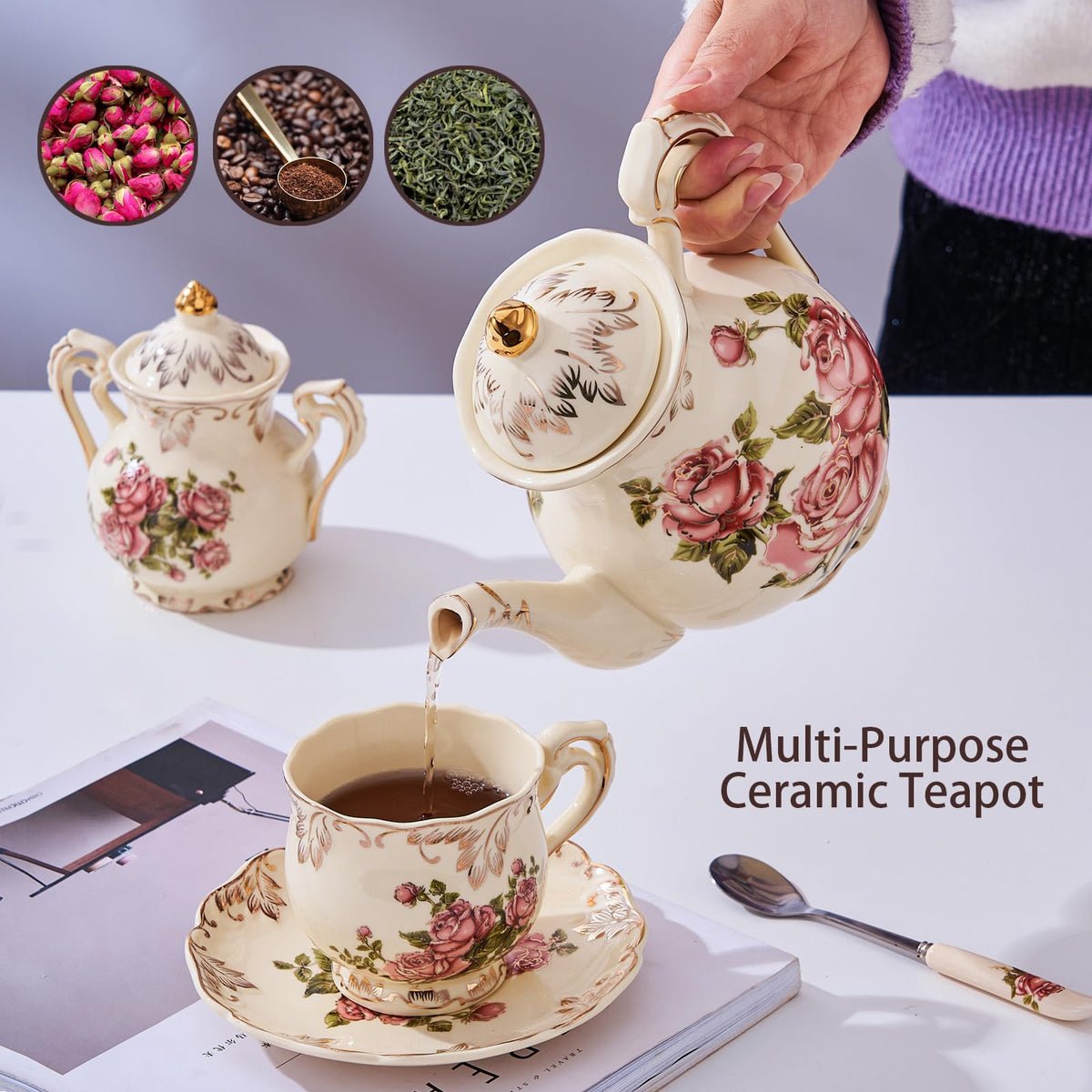 Small Pink Rose Teapot