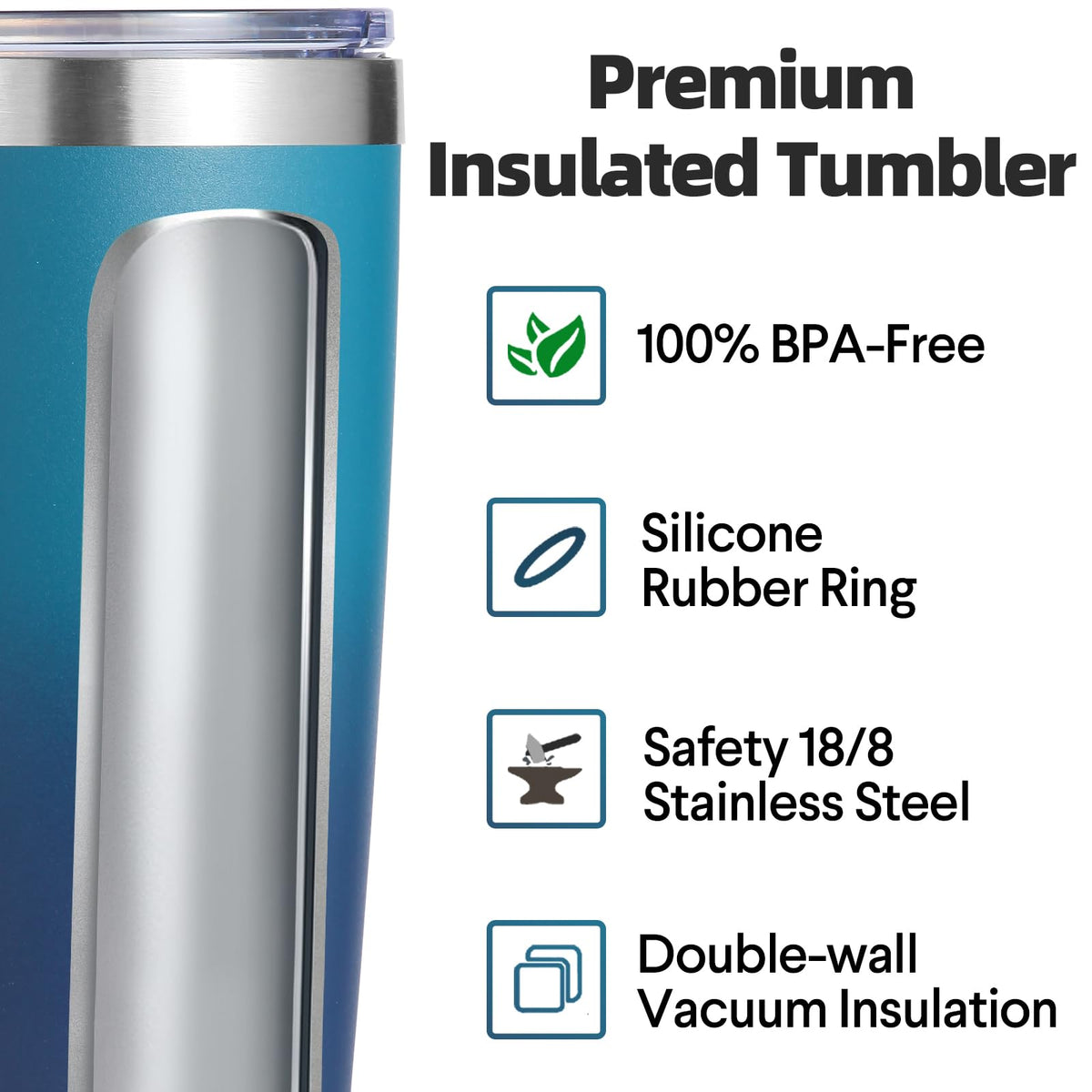 20oz Stainless Steel Tumbler with Lid and Straw Bulk 12 Pack (12 Count)