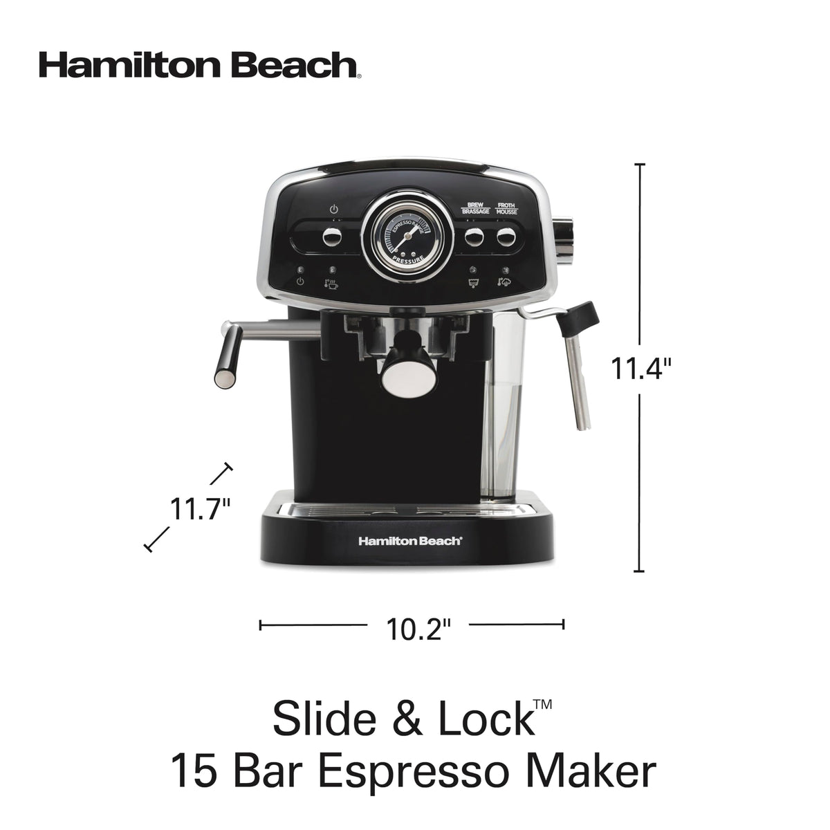 Slide & Lock Espresso Machine With Milk Frother Steam Wand