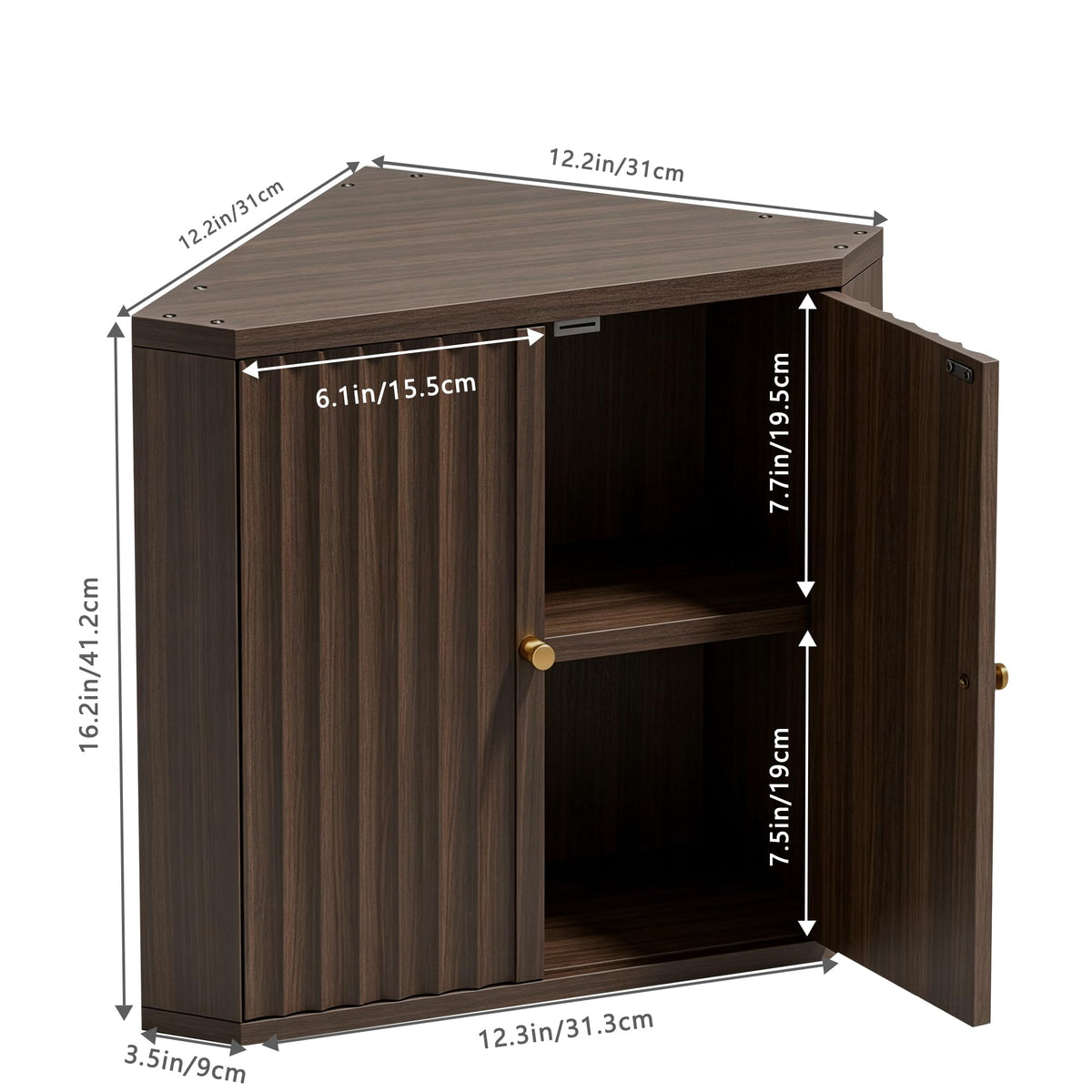 Bark Brown Corner bread box for kitchen countertop