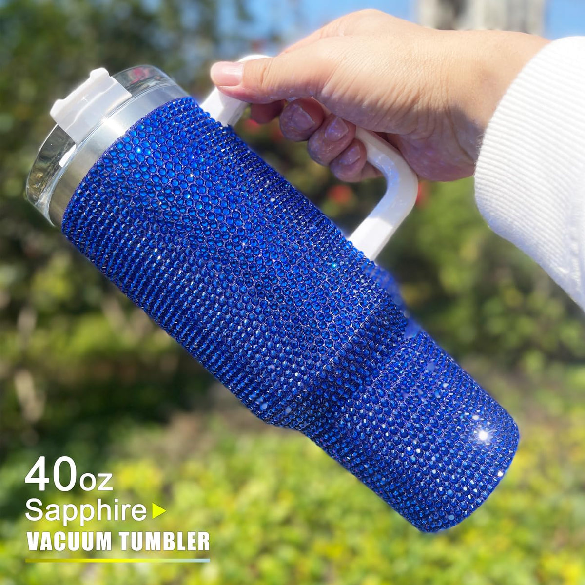 40oz Bling Rhinestone Tumbler with Handle and Straw Glitter Cups
