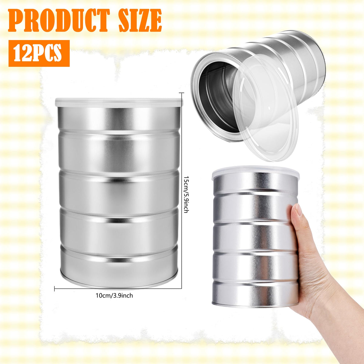 12 Pcs Empty Coffee Cans Metal Tin Cans with Lids for Kitchen Storage Tea Coffee Sugar Storage Packaging and Arts Crafts (12 Count)