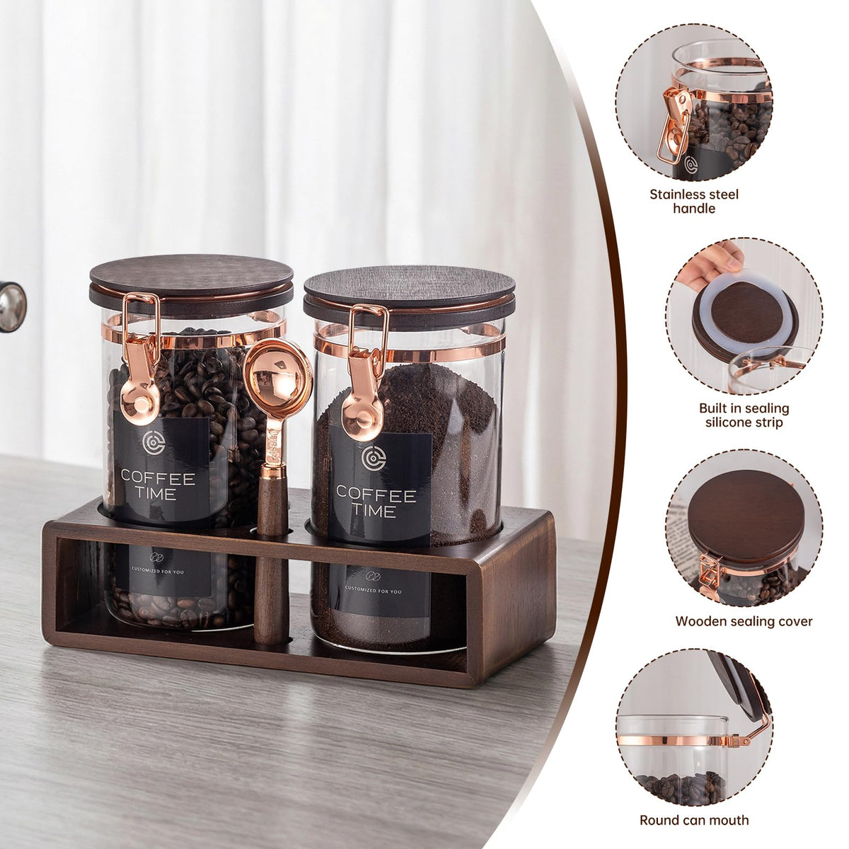 Glass Coffee & Sugar Canister Set (2 Count)