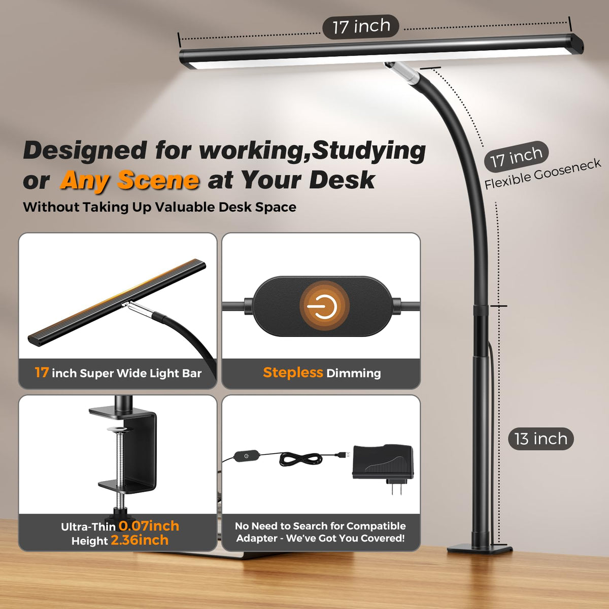 LED Desk Lamp with Clamp