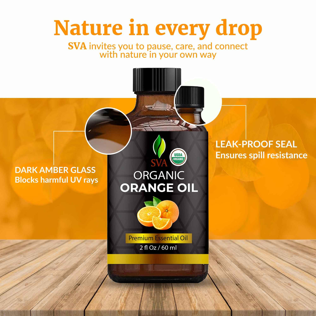 SVA Organic Orange Essential Oil with Dropper (2 Fl Oz)