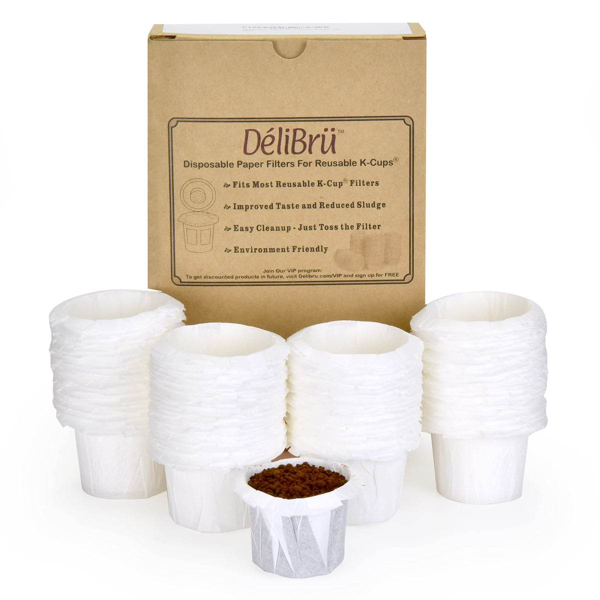 K Cup Disposable Paper Filters 300 Pack Fits With All Reusable Coffee Pods (300 Count)