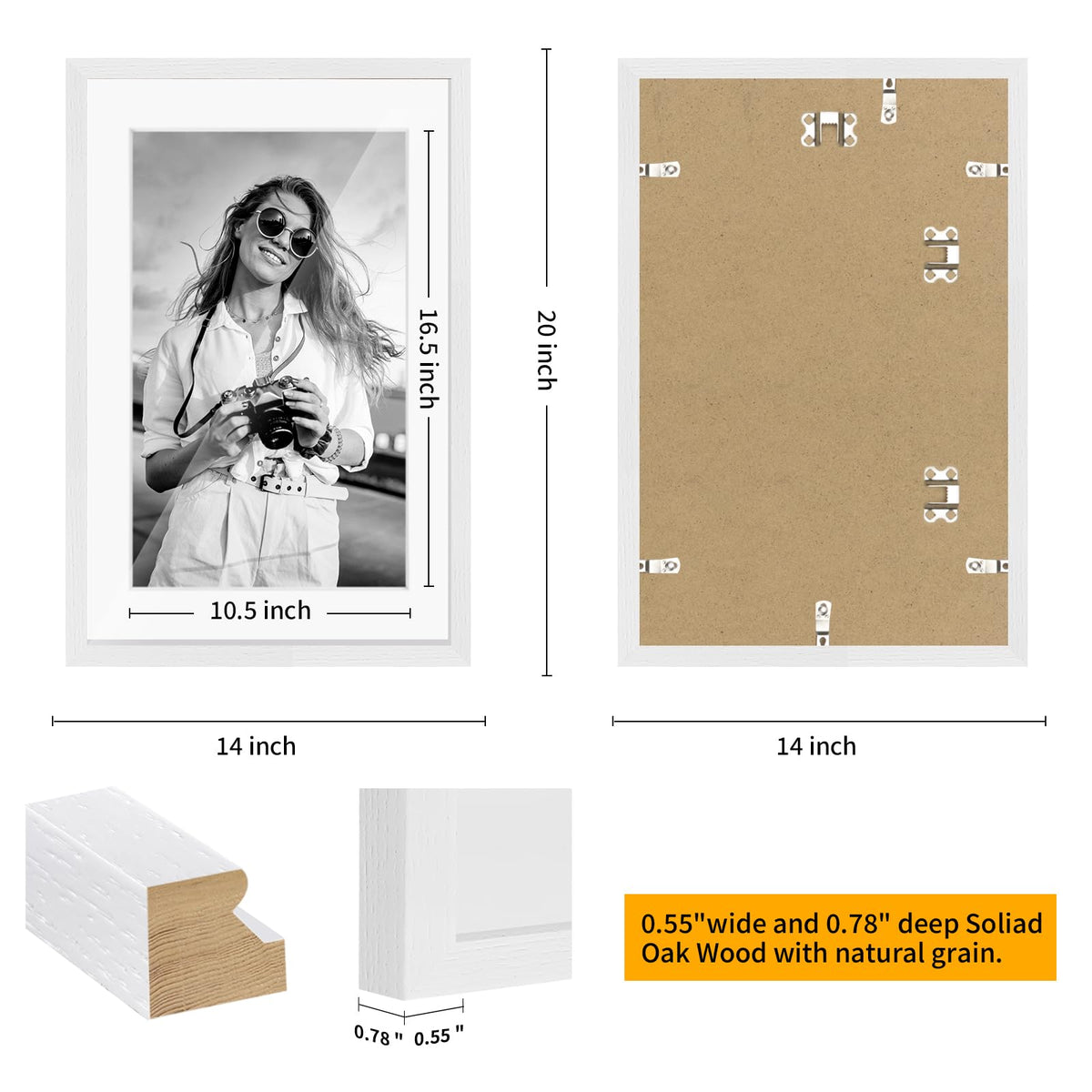 13x19 Solid Oak Wood Picture Frames (3 Count)