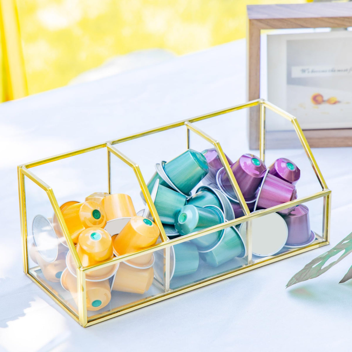 Glass Tea Bags Organizer with 3 Slots