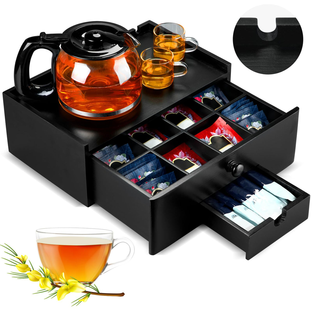 Tea Bag Organizer Wooden Tea Storage Box