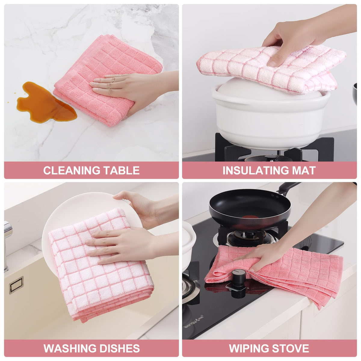 Large Premium Cotton Kitchen Towels 16"x 28" (4 Count)