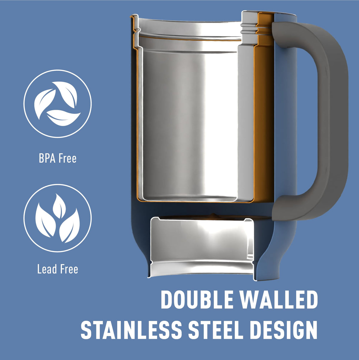 DUPLEX 2-in-1 Travel Mug and Beer Can Holder Enjoy hot and cold drinks simultaneously -22 oz Hot Coffee or Tea Tumbler with Attached 12 oz Cold Can Holder for Beer or Soda, Slate Gray