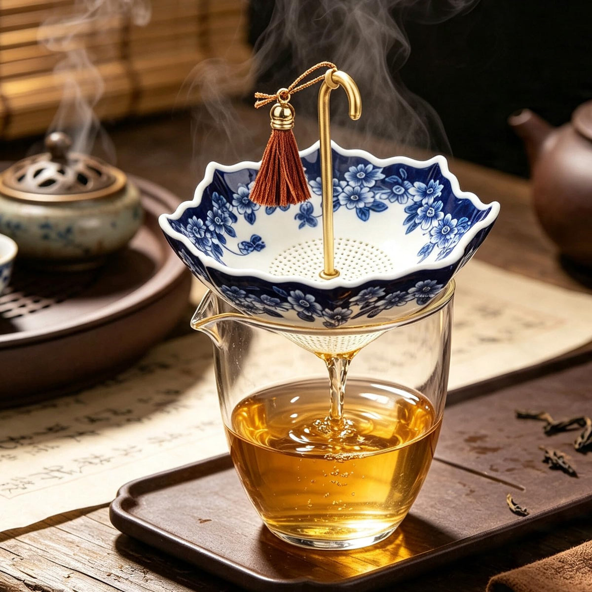 Blue and White Porcelain Umbrella Tea Infuser